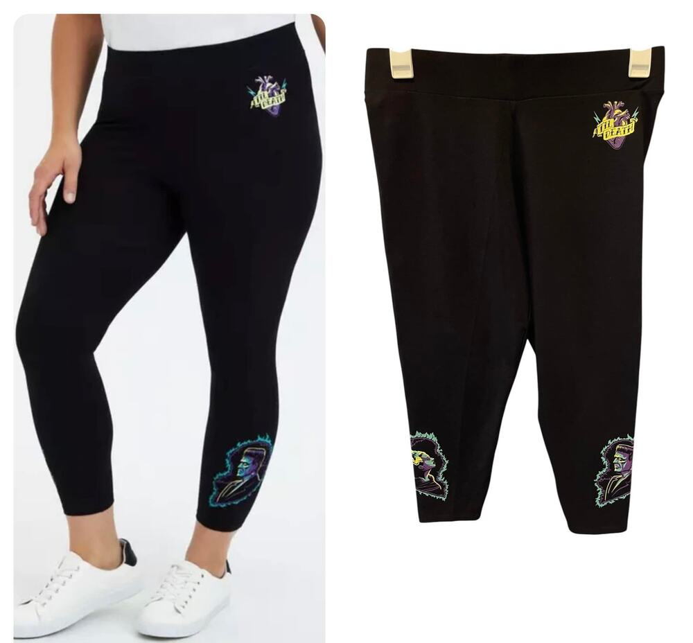 Torrid Universal Monsters Bride of Frankenstein Black Crop Leggings Plus Size 4